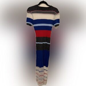 Rehab Lab Red and Blue Maxi Dress Elegant Style